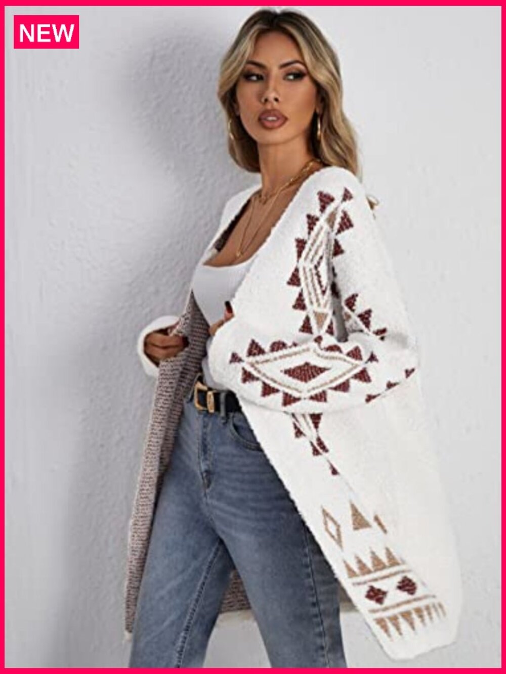 Open Front Long Sleeve Cardigan Chunky Sweater Drop Shoulder Casual - Picture 5 of 6
